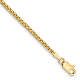 14K Yellow Gold 1.9 mm Box Chain Bracelet, Polished detail view