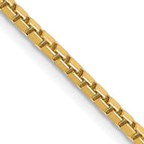 14K Yellow Gold 1.9 mm Box Chain Necklace, Polished detail view