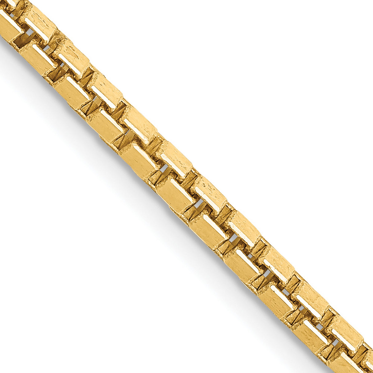14K Yellow Gold 2.5 mm Box Chain Necklace, Polished detail view