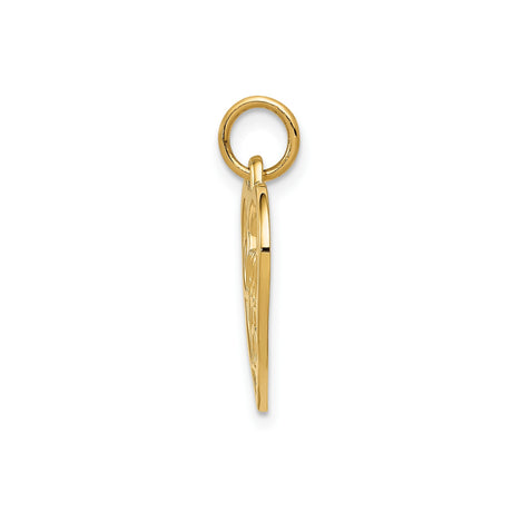 14k Yellow Gold Heart Shaped Sweet Sixteen Pendant, Scripted Milestone Charm for Teen Girls