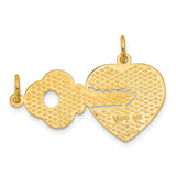 Break Apart Heart with Key Charm Pendant in Real 14k Yellow Gold