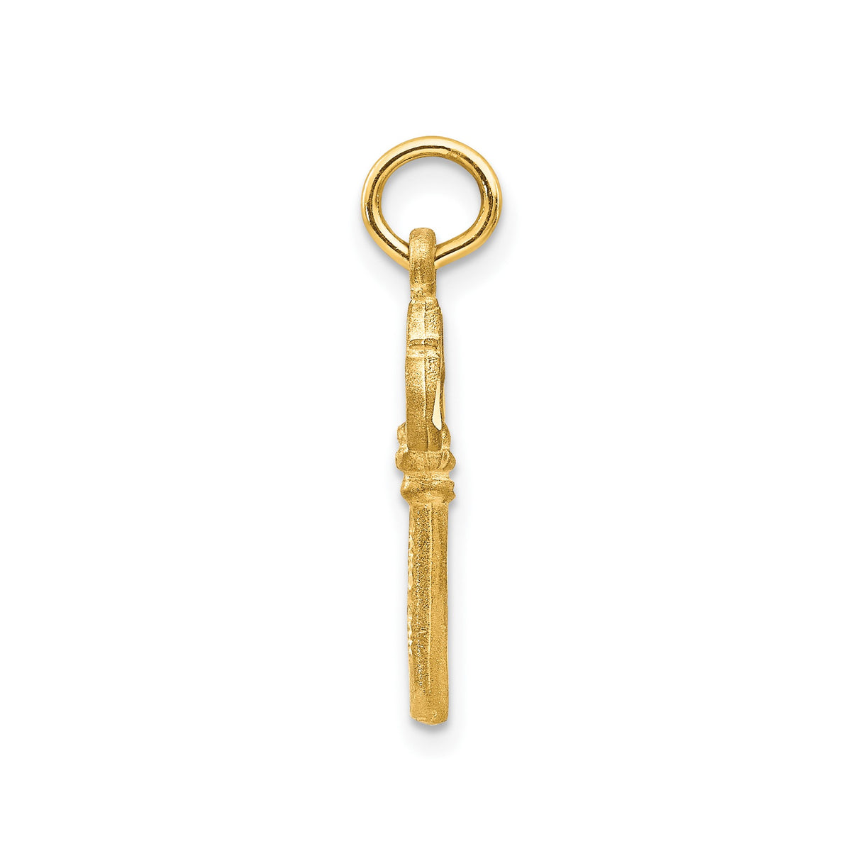 14k Yellow Gold Key Charm Pendant, Vintage Skeleton Key Design for Women