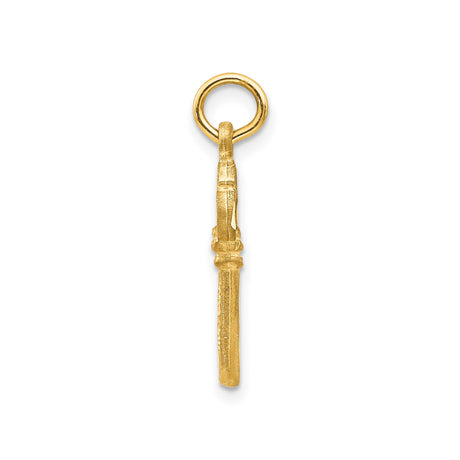 14k Yellow Gold Key Charm Pendant, Vintage Skeleton Key Design for Women