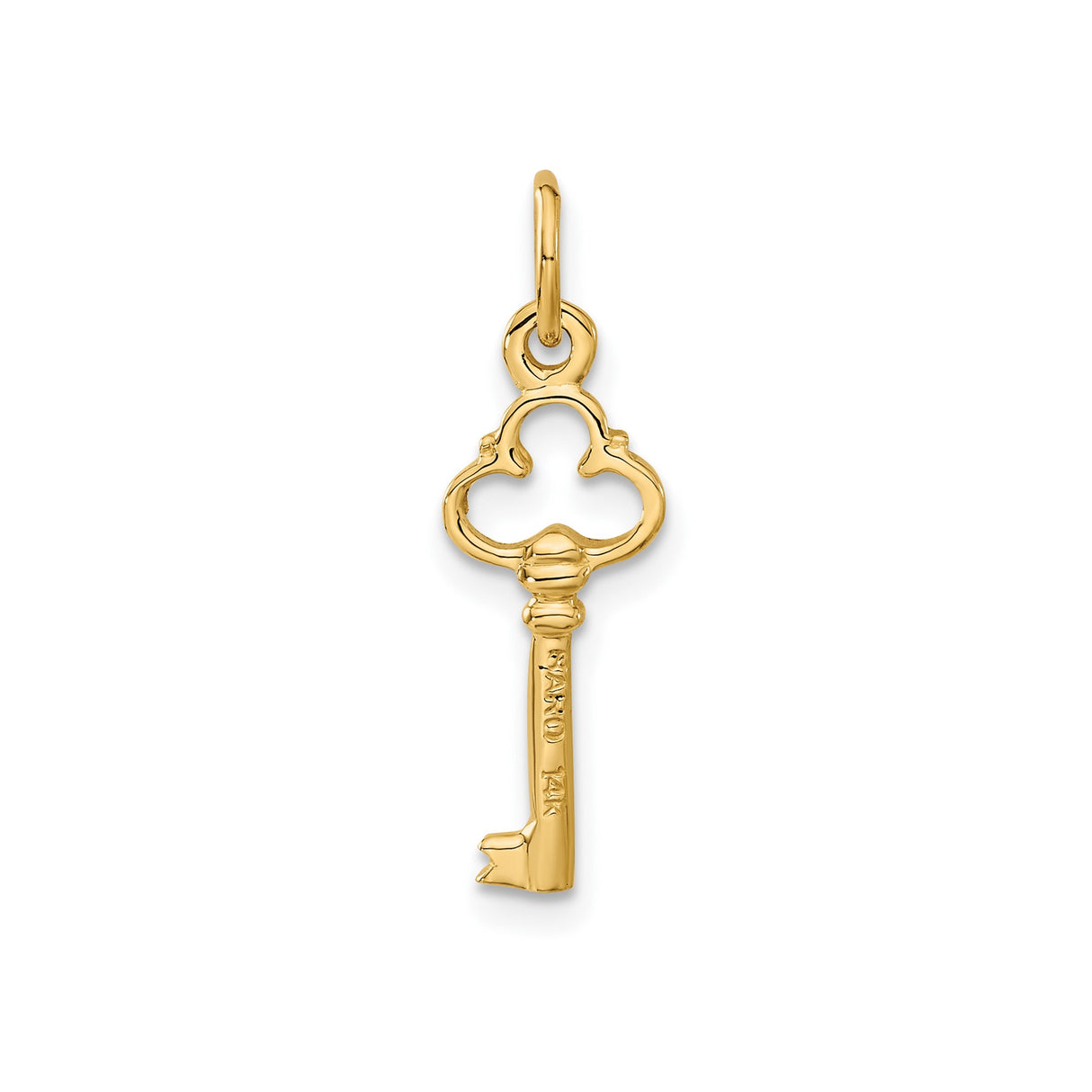 14k Yellow Gold Key Charm Pendant, Vintage Skeleton Key Design for Women