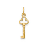 14k Yellow Gold Key Charm Pendant, Vintage Skeleton Key Design for Women