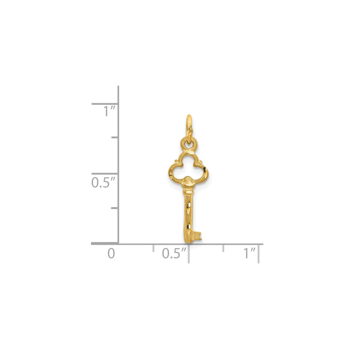 14k Yellow Gold Key Charm Pendant, Vintage Skeleton Key Design for Women