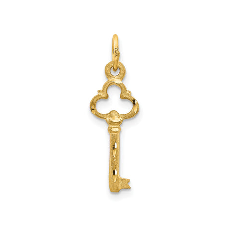 14k Yellow Gold Key Charm Pendant, Vintage Skeleton Key Design for Women