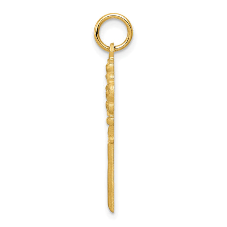 14k Yellow Gold Key Pendant with Heart Cutout, Symbolic Love and Trust Charm for Women