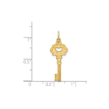 14k Yellow Gold Key Pendant with Heart Cutout, Symbolic Love and Trust Charm for Women