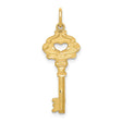 14k Yellow Gold Key Pendant with Heart Cutout, Symbolic Love and Trust Charm for Women