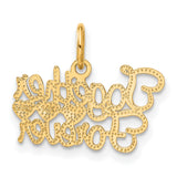 14k Yellow Gold Pendant with Three Heart Design, Together Forever Script, Romantic Love Charm