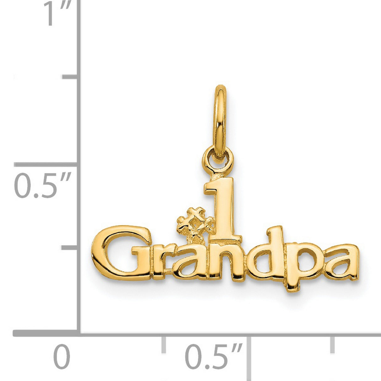 #1 Grandpa 9x21 mm Charm Pendant in Real 14k Yellow Gold