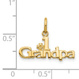 #1 Grandpa 9x21 mm Charm Pendant in Real 14k Yellow Gold