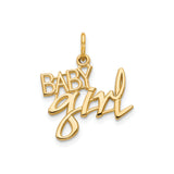 14k Yellow Gold Baby Girl Pendant Charm with Script Lettering, Sentimental Keepsake Jewelry