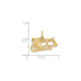 14k Yellow Gold Sister Pendant with Script Engraving, Sentimental Family Keepsake Charm for Women