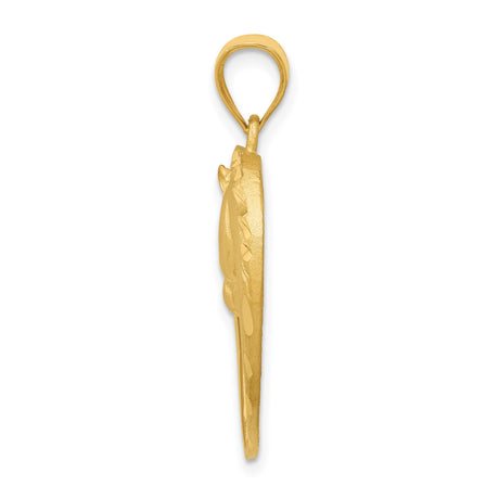 14k Yellow Gold Heart Horse Head Pendant with Detailed Equine Design for Women