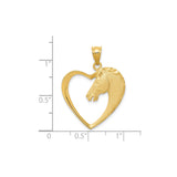14k Yellow Gold Heart Horse Head Pendant with Detailed Equine Design for Women