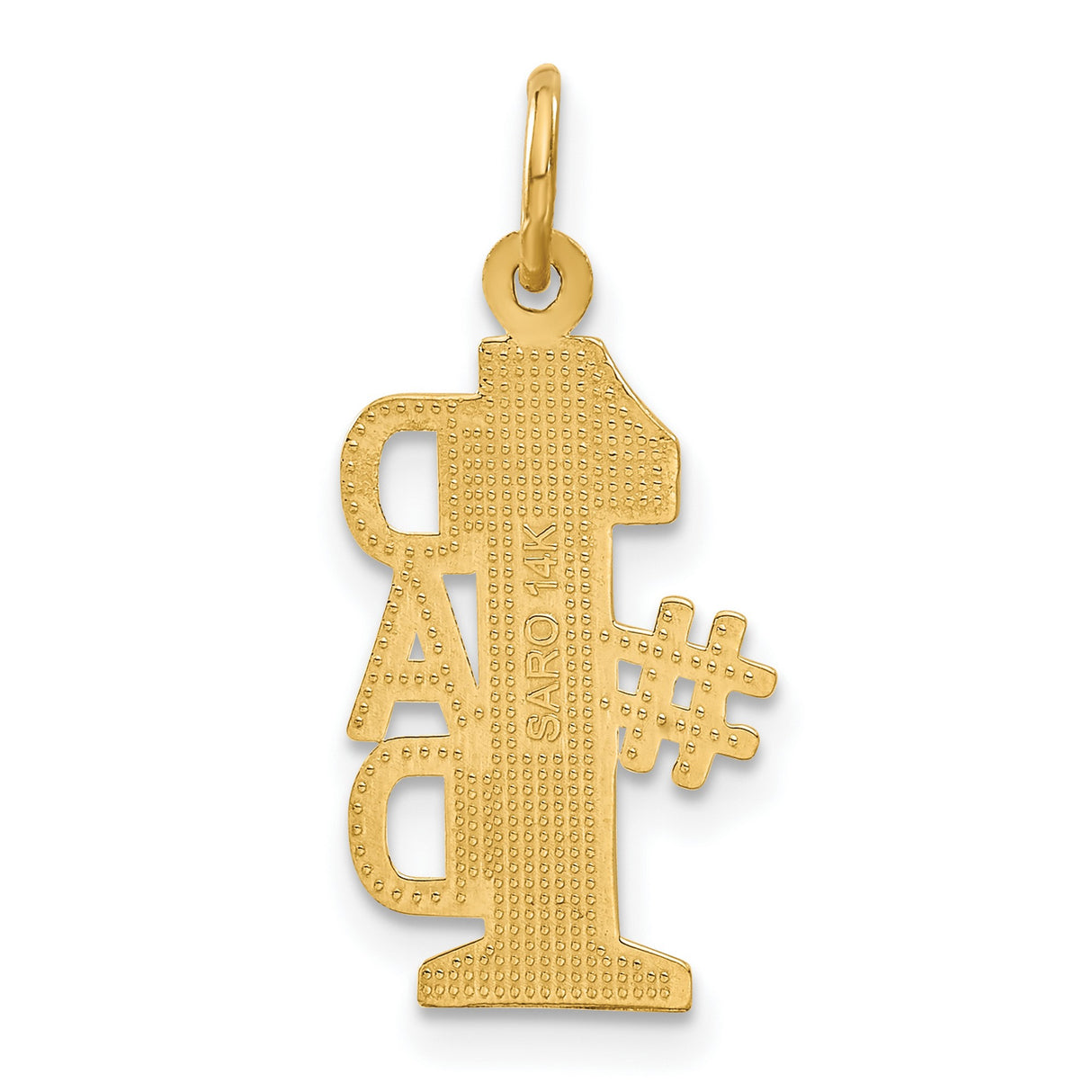 #1 Dad Words Charm Pendant in Real 14k Yellow Gold