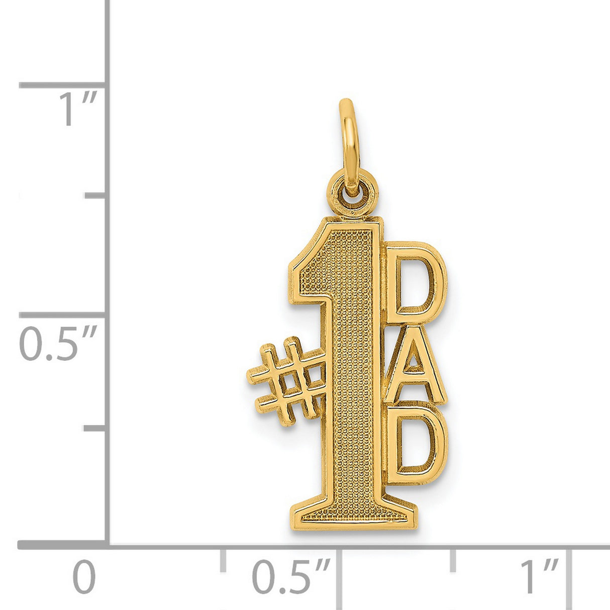 #1 Dad Words Charm Pendant in Real 14k Yellow Gold