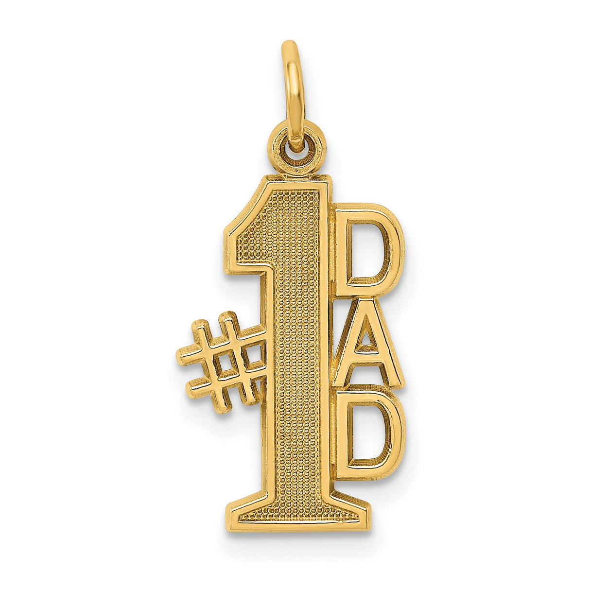 #1 Dad Words Charm Pendant in Real 14k Yellow Gold