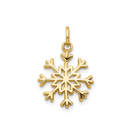 14k Yellow Gold Snowflake Pendant, Geometric Winter Charm, Holiday Jewelry for Women