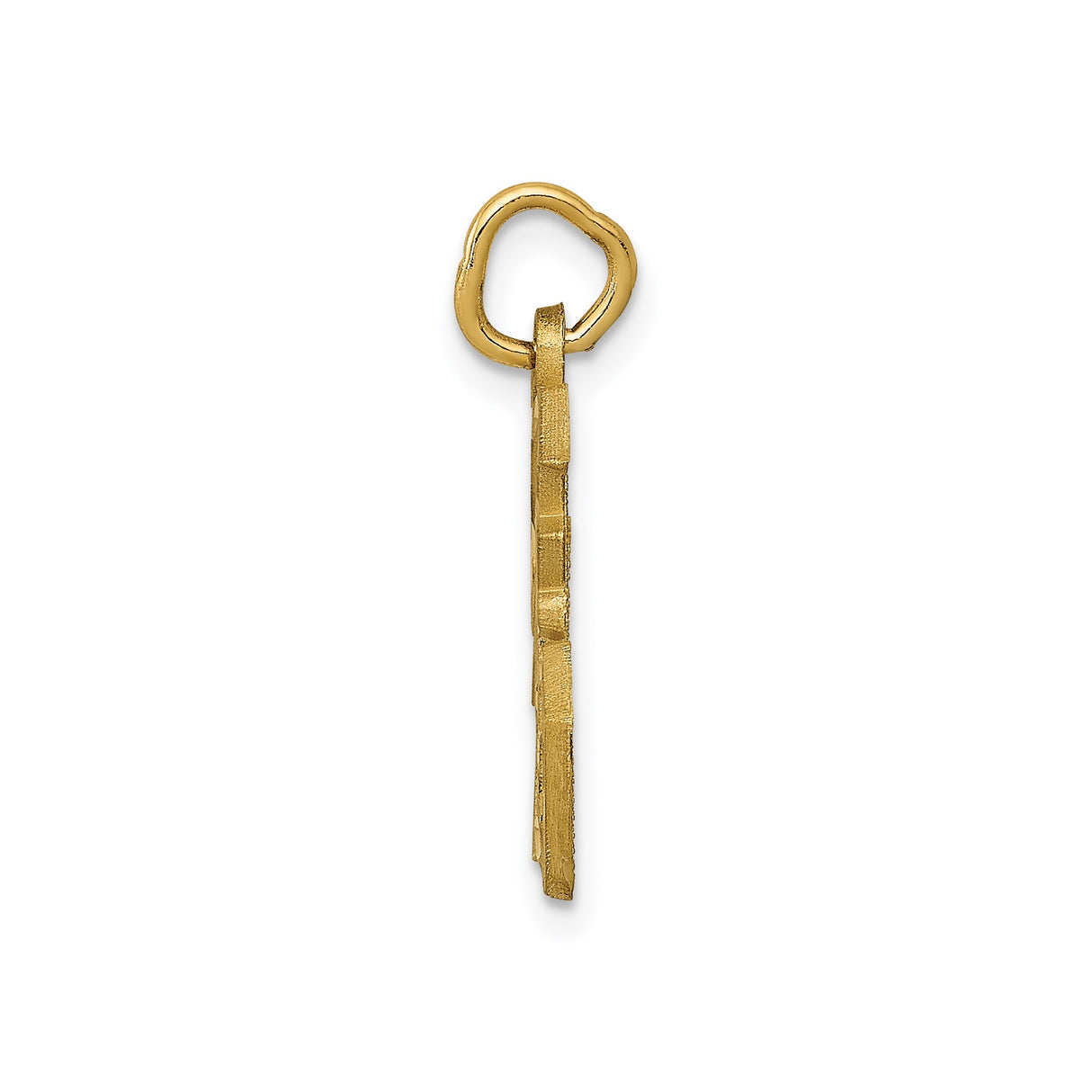 14k Yellow Gold Fu Symbol Pendant, Chinese Amulet for Prosperity and Happiness