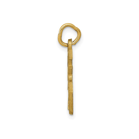 14k Yellow Gold Fu Symbol Pendant, Chinese Amulet for Prosperity and Happiness