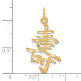 Chinese Long Life Symbol Charm Pendant in Real 14k Yellow Gold