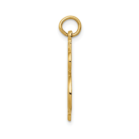 14k Yellow Gold Dollar Sign Pendant, Carved Money Symbol Charm, Hip Hop Style