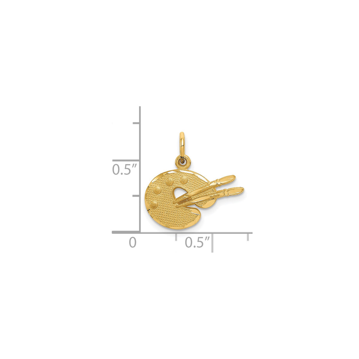 14k Yellow Gold Artist Palette Pendant with Crossed Brushes, Art Symbol Charm