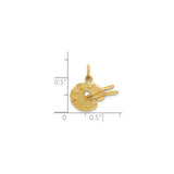 14k Yellow Gold Artist Palette Pendant with Crossed Brushes, Art Symbol Charm