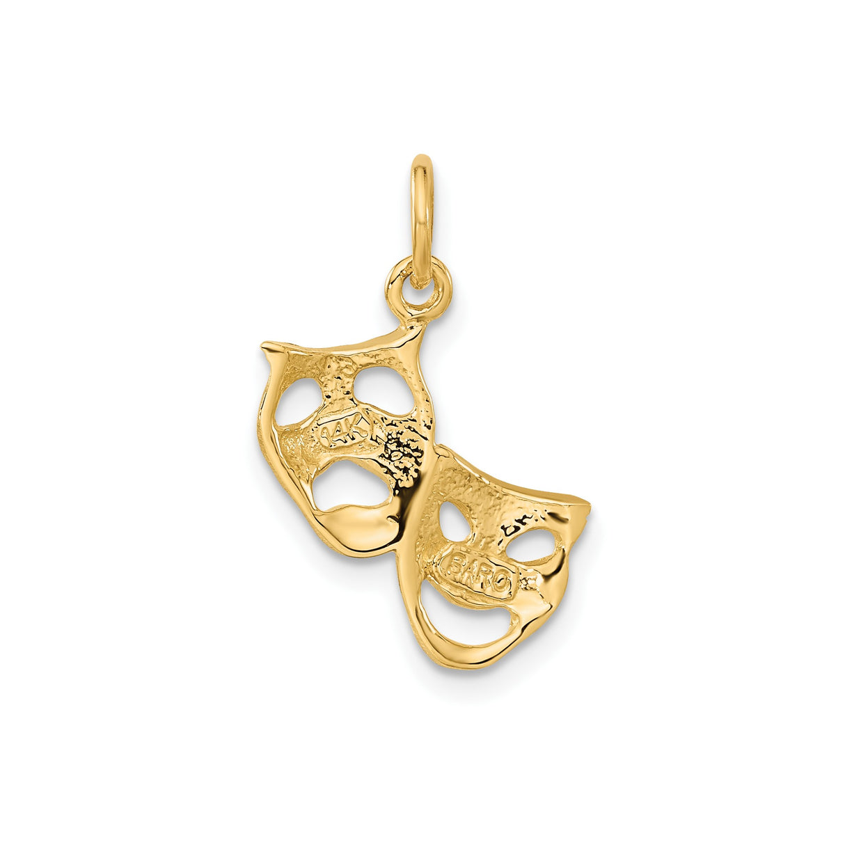 14k Yellow Gold Theater Mask Pendant, Comedy and Tragedy Drama Jewelry