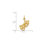 14k Yellow Gold Theater Mask Pendant, Comedy and Tragedy Drama Jewelry