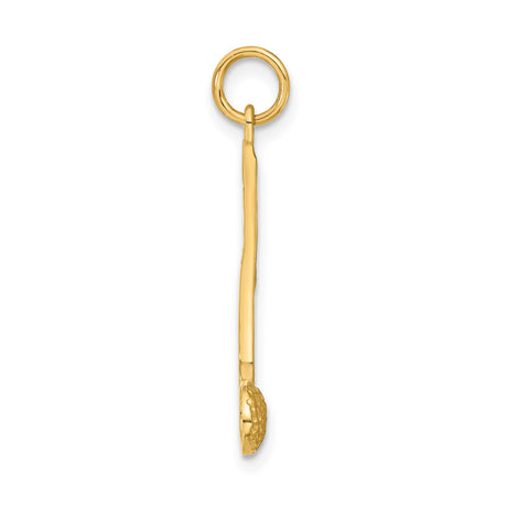 14k Yellow Gold Music Note Pendant, Textured Eighth Note Design Charm for Musicians
