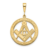 14k Yellow Gold Masonic Pendant with Square and Compass G Symbol, Unisex Freemason Medallion