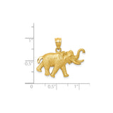14k Yellow Gold Elephant Pendant with Raised Trunk Symbolizing Strength, Wisdom, and Luck
