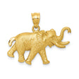 14k Yellow Gold Elephant Pendant with Raised Trunk Symbolizing Strength, Wisdom, and Luck