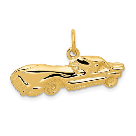14k Yellow Gold Sports Car Charm Pendant with Vintage Automobile Design for Men and Unisex
