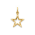 14k Yellow Gold Star Pendant, Five-Point Open Star Charm with Polished and Textured Finish