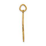 14k Yellow Gold Open Star Pendant, Textured and Polished Five-Point Design Charm