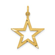 14k Yellow Gold Open Star Pendant, Textured and Polished Five-Point Design Charm