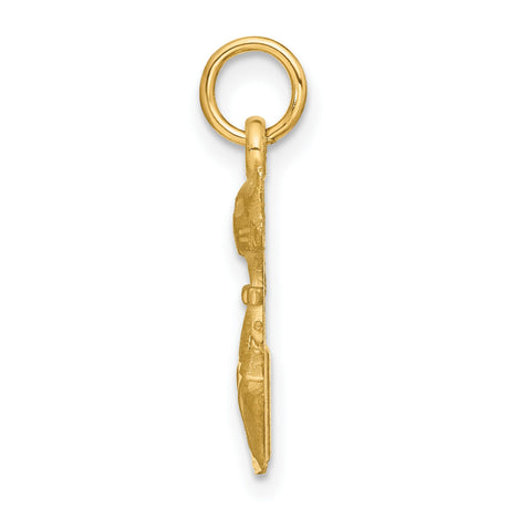 Sitting Tom Cat Charm Pendant in Real 14k Yellow Gold