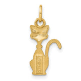 Sitting Tom Cat Charm Pendant in Real 14k Yellow Gold