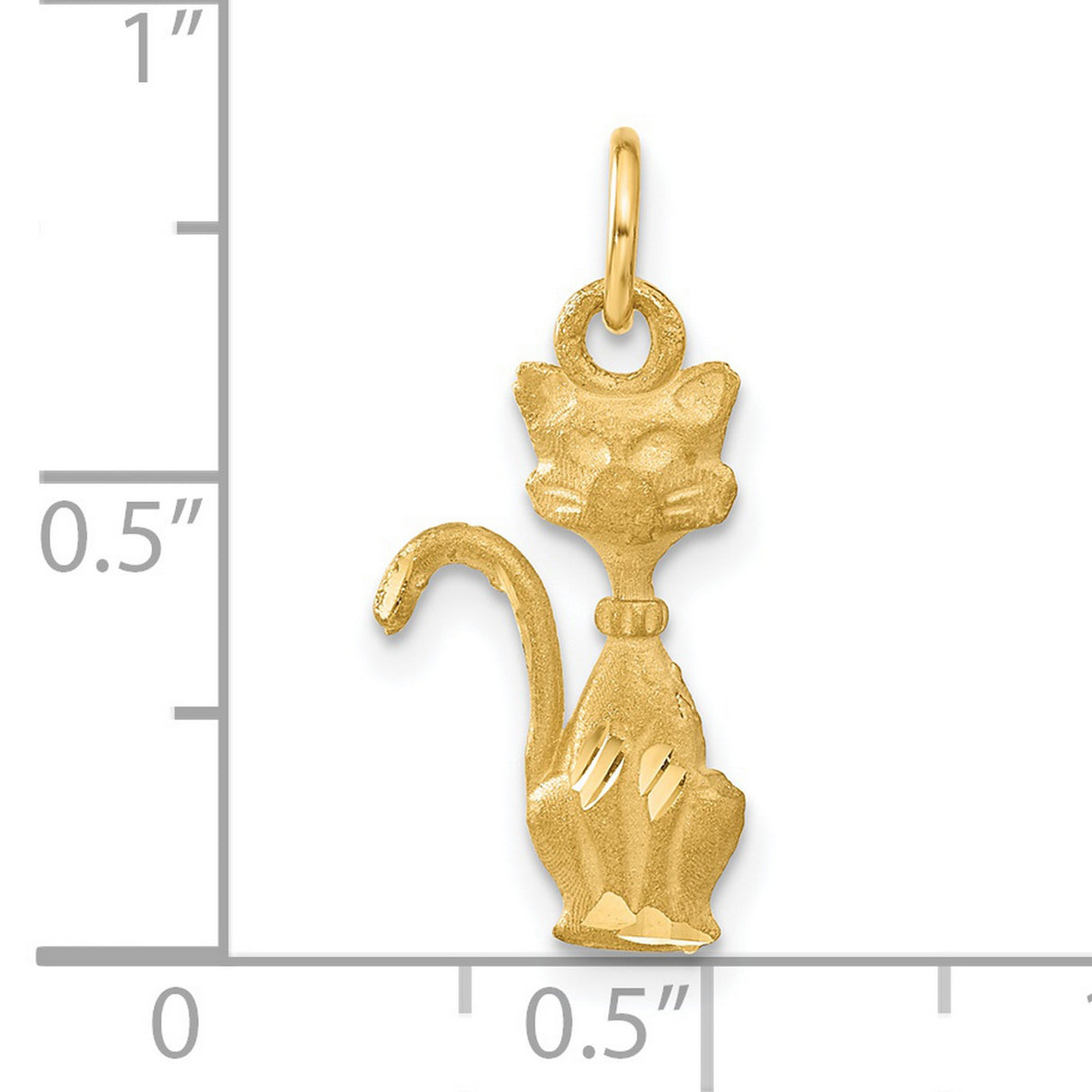 Sitting Tom Cat Charm Pendant in Real 14k Yellow Gold