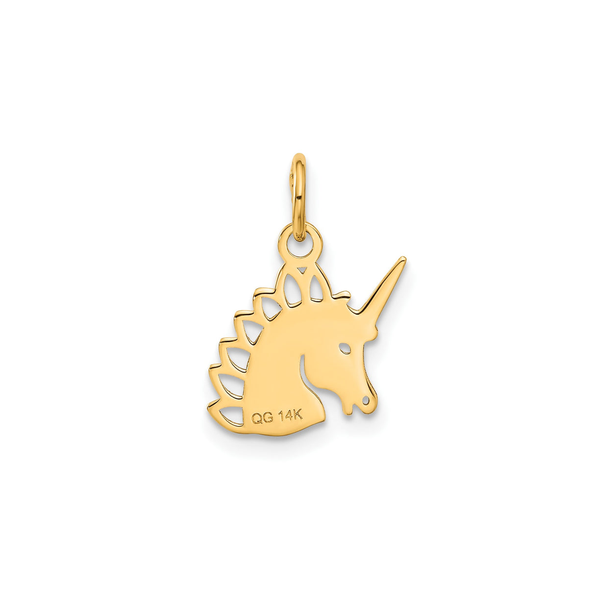 14k Yellow Gold Unicorn Pendant with Detailed Horse Head and Horn, Fantasy Charm for Women or Girls
