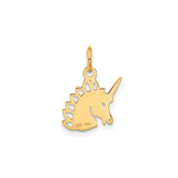 14k Yellow Gold Unicorn Pendant with Detailed Horse Head and Horn, Fantasy Charm for Women or Girls