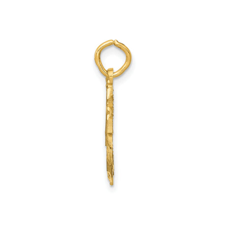 14k Yellow Gold Unicorn Head Pendant, Cutout Silhouette with Polished and Textured Details