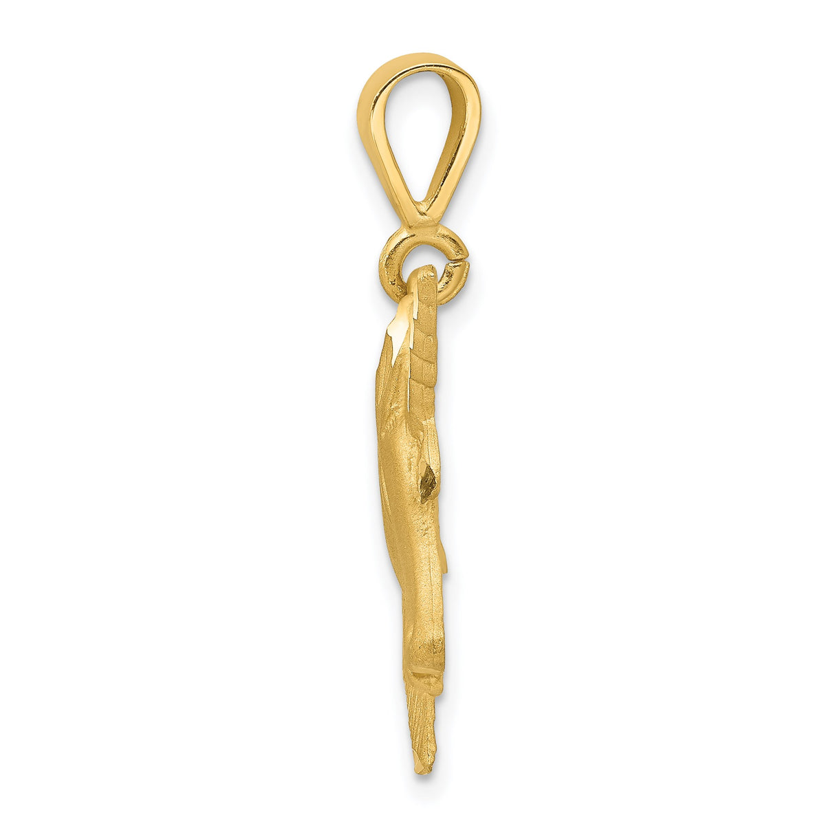 14k Yellow Gold Unicorn Head Pendant, Textured Polished Fantasy Charm for Women or Unisex