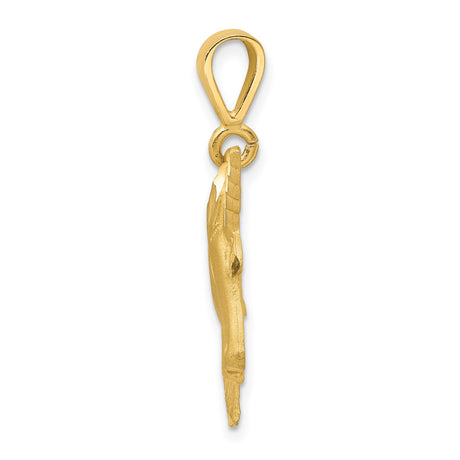 14k Yellow Gold Unicorn Head Pendant, Textured Polished Fantasy Charm for Women or Unisex