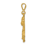 Male Lion With Mane Charm Pendant in Real 14k Yellow Gold